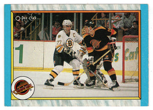 Vancouver Canucks Team Stat Card w/ Jim Sandlak - Ray Bourque (NHL Hockey Card) 1989-90 O-Pee-Chee # 316 Mint