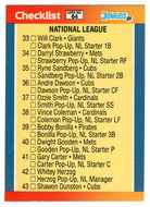Checklist - National League (# 33 - # 64) (MLB Baseball Card) 1989 Donruss All-Stars # 64 Mint