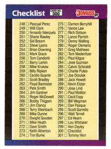 Checklist # 4 (# 248 - # 357) (MLB Baseball Card) 1989 Donruss # 300 Mint