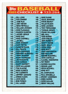 Checklist # 2 (MLB Baseball Card) 1989 Topps # 258 Mint