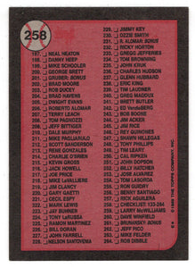 Checklist # 2 (MLB Baseball Card) 1989 Topps # 258 Mint