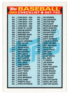 Checklist # 5 (MLB Baseball Card) 1989 Topps # 782 Mint