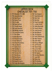 Checklist # 8 (MLB Baseball Card) 1989 Upper Deck # 701 Mint