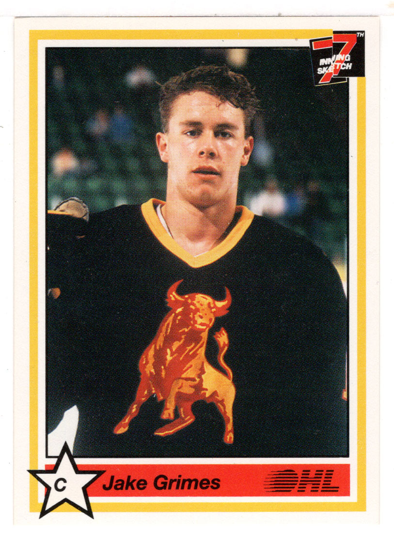 Jake Grimes - Belleville Bulls (Hockey Card) 1990-91 7th Inning Sketch OHL # 8 Mint