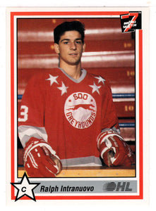 Ralph Intranuovo - Sault Ste. Marie Greyhounds (Hockey Card) 1990-91 7th Inning Sketch OHL # 160 Mint