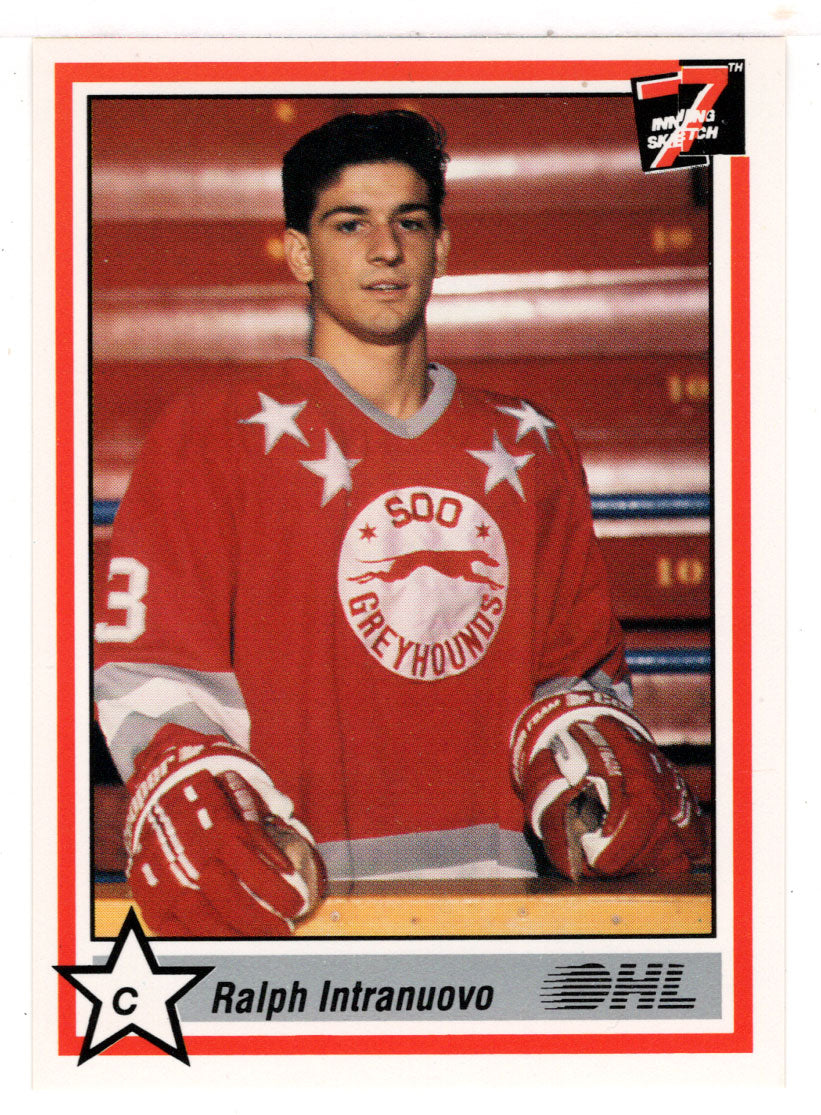 Ralph Intranuovo - Sault Ste. Marie Greyhounds (Hockey Card) 1990-91 7th Inning Sketch OHL # 160 Mint