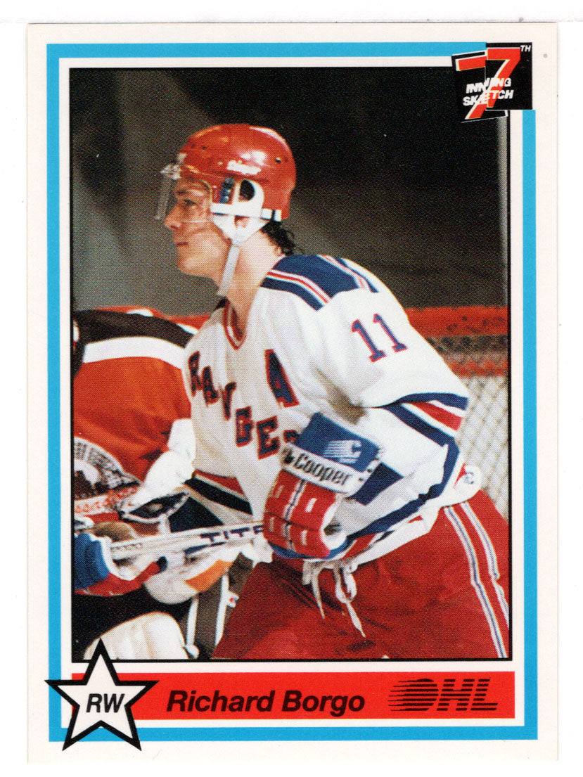 Richard Borgo - Kitchener Rangers (Hockey Card) 1990-91 7th Inning Sketch OHL # 228 Mint