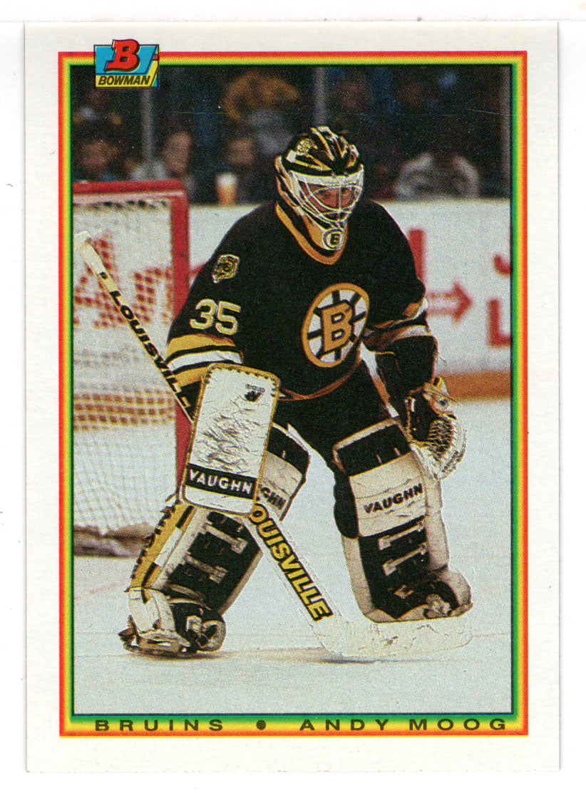 Andy Moog - Boston Bruins (NHL Hockey Card) 1990-91 Bowman # 35 Mint