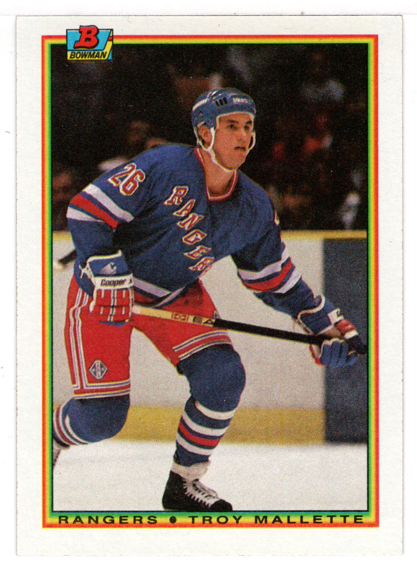 Troy Mallette RC - New York Rangers (NHL Hockey Card) 1990-91 Bowman # 219 Mint