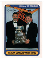 Rejean Lemelin - Andy Moog - Boston Bruins - William M. Jennings Award Winner (NHL Hockey Card) 1990-91 O-Pee-Chee # 486 Mint