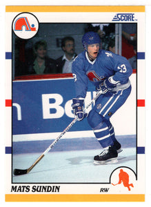 Mats Sundin - Quebec Nordiques (NHL Hockey Card) 1990-91 Score Rookie Traded # 100 T Mint