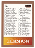 Checklist # 2 (# 65 - # 122) (NBA Basketball Card) 1990-91 Skybox # 296 Mint