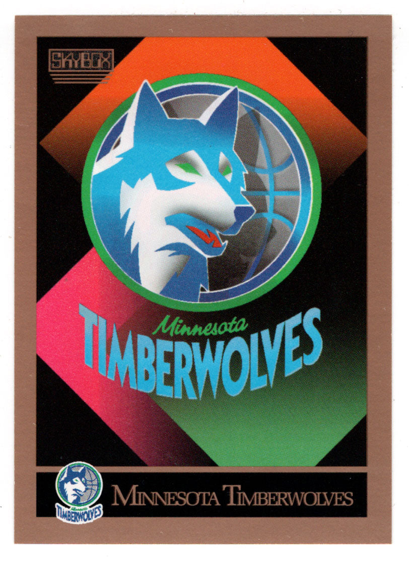 Minnesota Timberwolves - Logo and Team Checklist (NBA Basketball Card) 1990-91 Skybox # 343 Mint