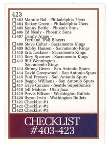 Checklist # 8 (# 383 - # 423) (NBA Basketball Card) 1990-91 Skybox # 423 Mint