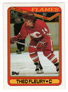 Theo Fleury - Calgary Flames (NHL Hockey Card) 1990-91 Topps # 386 Mint