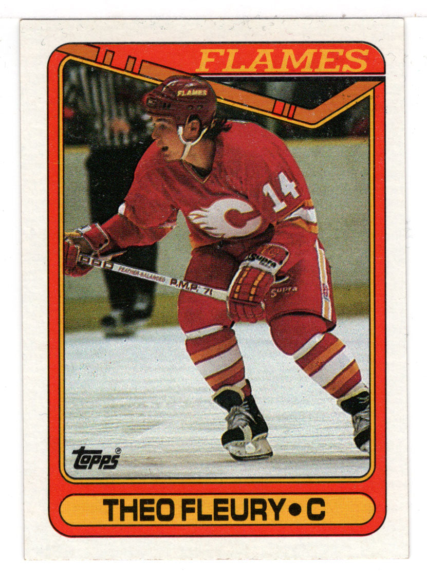 Theo Fleury - Calgary Flames (NHL Hockey Card) 1990-91 Topps # 386 Mint