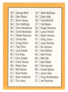 Checklist # 1 (# 1 - # 72) (MLB Baseball Card) 1990 Donruss Best AL # 96 Mint