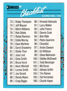 Checklist # 2 (# 73 - # 144) (MLB Baseball Card) 1990 Donruss Best NL # 144 Mint