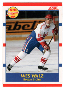 Wes Walz RC - Boston Bruins (NHL Hockey Card) 1990-91 Score Canadian Bilingual # 418 Mint