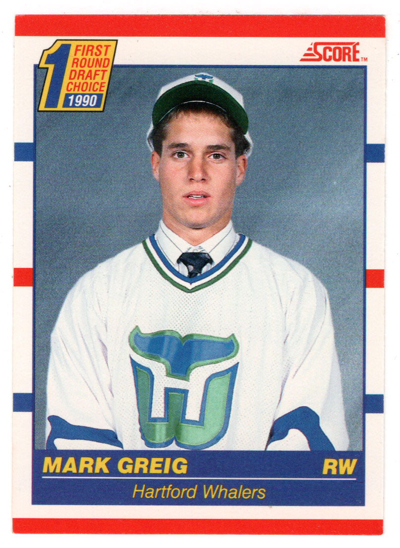 Mark Greig RC - Hartford Whalers (NHL Hockey Card) 1990-91 Score Canadian Bilingual # 431 Mint