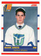 Mark Greig RC - Hartford Whalers (NHL Hockey Card) 1990-91 Score Canadian Bilingual # 431 Mint