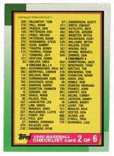 Load image into Gallery viewer, Checklist # 2 (MLB Baseball Card) 1990 Topps # 262 Mint
