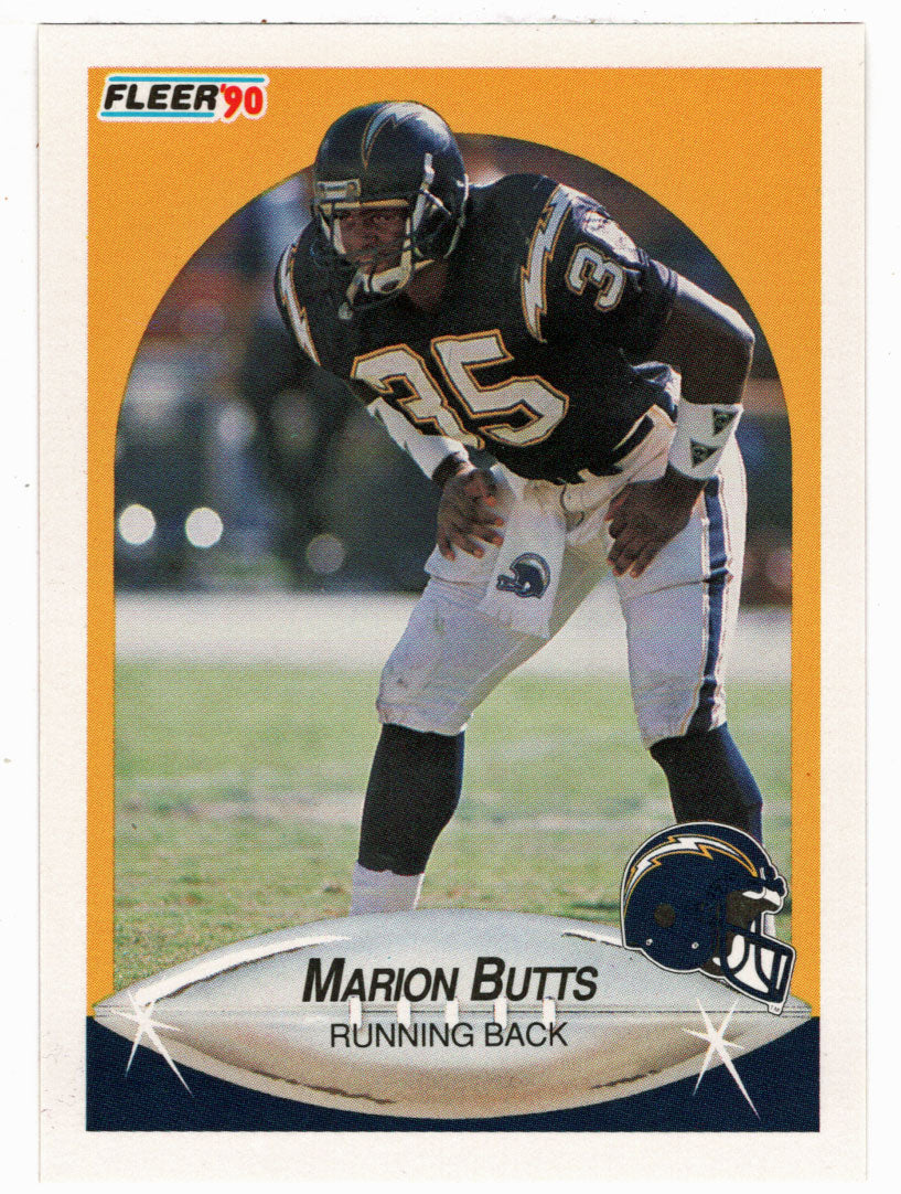 1990, Marion Butts, San Diego Chargers, Signed, Autographed, Fleer Football Card, Card # 305,