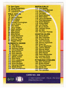 Checklist # 1 (# 1 - # 144) (NFL Football Card) 1990 Fleer # 398 Mint