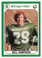Bill Simpson (Multi-Sports Card) 1990-91 Michigan State Collegiate Collection 200 # 29 Mint