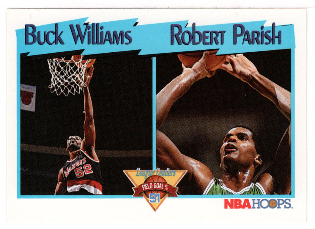 Buck Williams - Robert Parish - Portland Trail Blazers - Boston Celtics - League Leaders (NBA Basketball Card) 1991-92 Hoops # 313 Mint