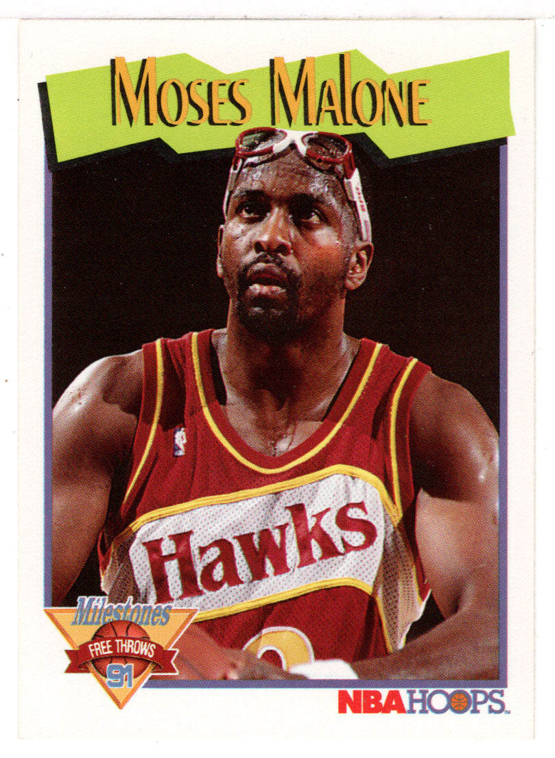 Moses Malone - Atlanta Hawks - Milestones (NBA Basketball Card) 1991-92 Hoops # 318 Mint
