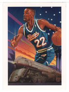 Lionel Simmons - Sacramento Kings Team Checklist - Art (NBA Basketball Card) 1991-92 Hoops # 525 Mint