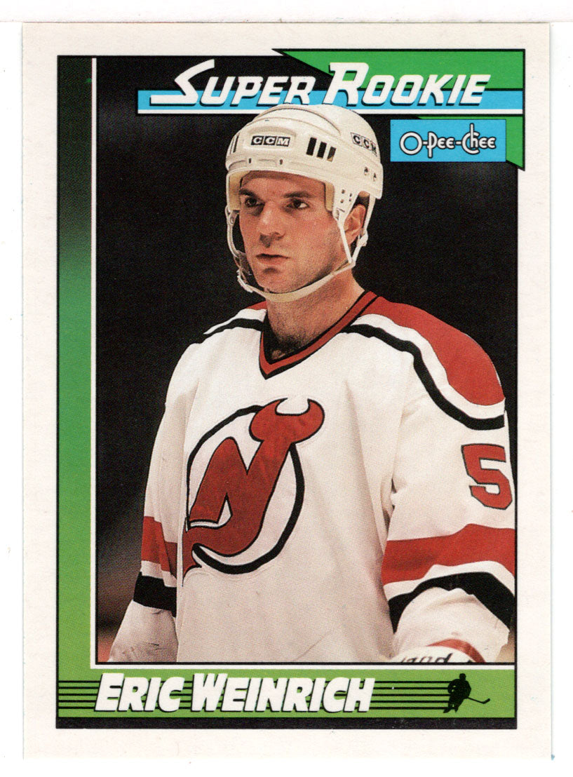 Eric Weinrich - New Jersey Devils - Super Rookie (NHL Hockey Card) 1991-92 O-Pee-Chee # 10 Mint