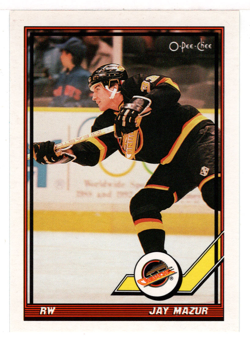 Jay Mazur - Vancouver Canucks (NHL Hockey Card) 1991-92 O-Pee-Chee # 28 Mint
