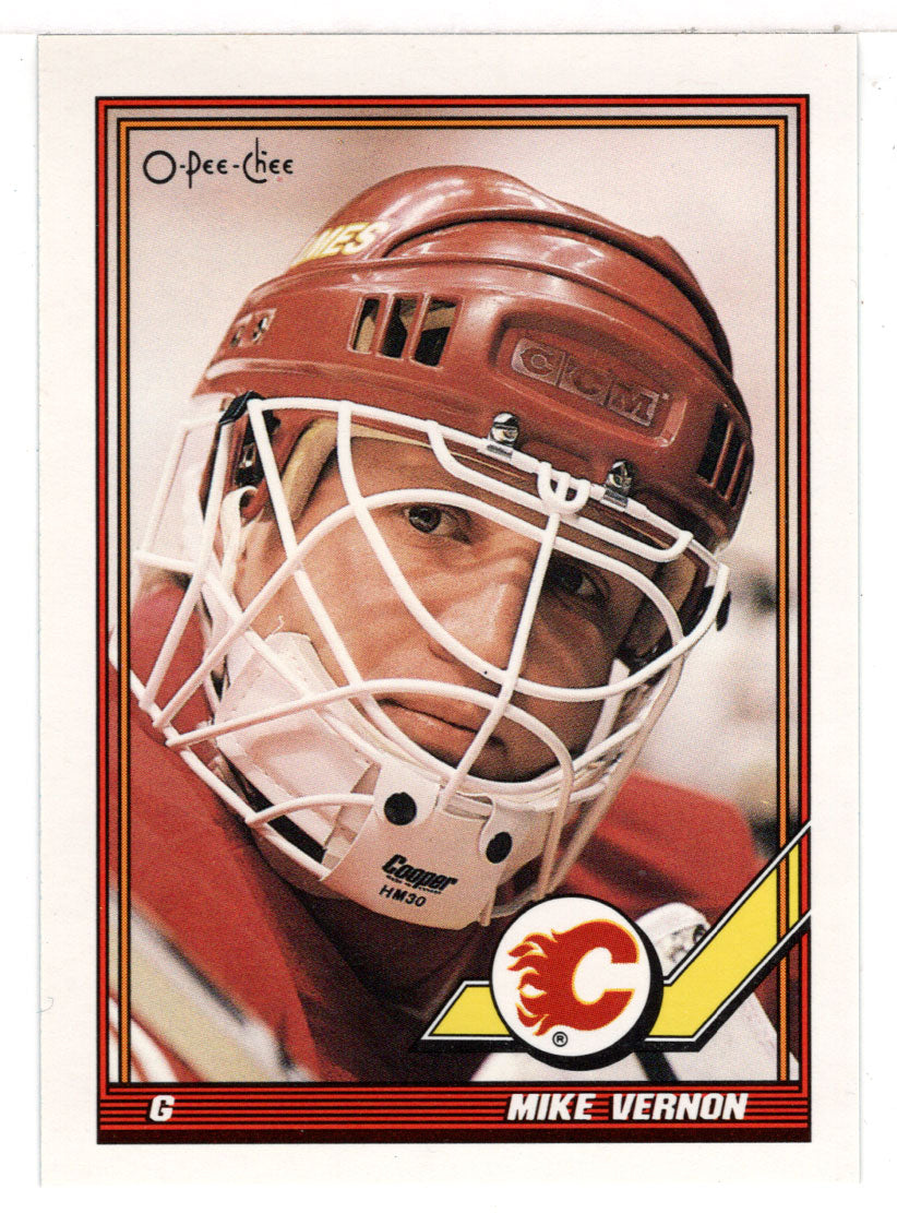 Mike Vernon - Calgary Flames (NHL Hockey Card) 1991-92 O-Pee-Chee # 107 Mint