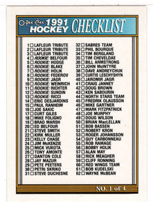 Checklist # 1 (NHL Hockey Card) 1991-92 O-Pee-Chee # 132 Mint