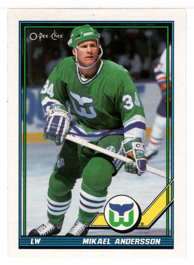 Mikael Andersson - Hartford Whalers (NHL Hockey Card) 1991-92 O-Pee-Chee # 197 Mint