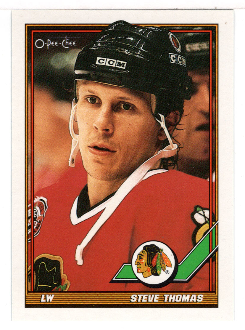 Steve Thomas - Chicago Blackhawks (NHL Hockey Card) 1991-92 O-Pee-Chee # 210 Mint
