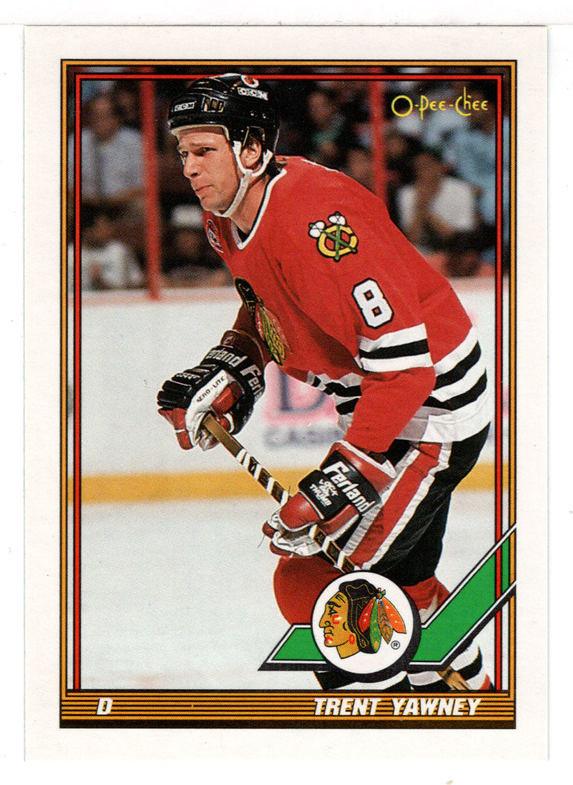 Trent Yawney - Chicago Blackhawks (NHL Hockey Card) 1991-92 O-Pee-Chee # 255 Mint