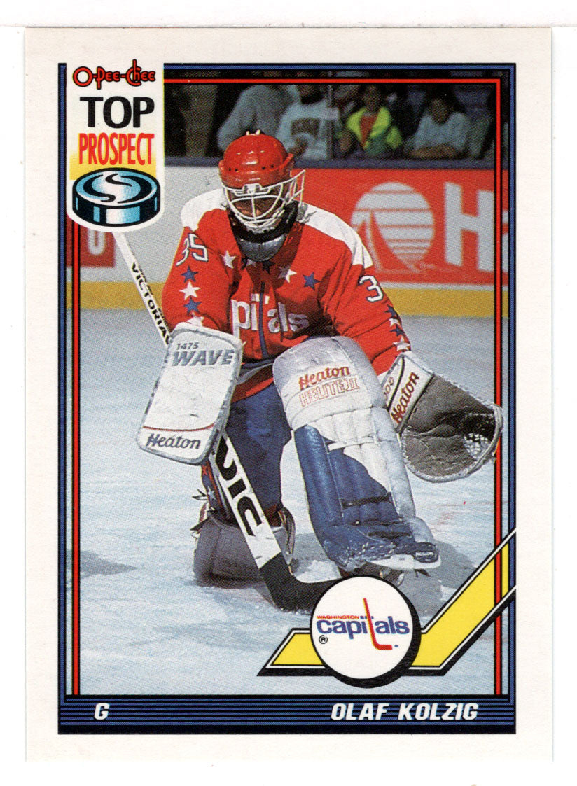 Olaf Kolzig - Washington Capitals - Top Prospect (NHL Hockey Card) 1991-92 O-Pee-Chee # 290 Mint