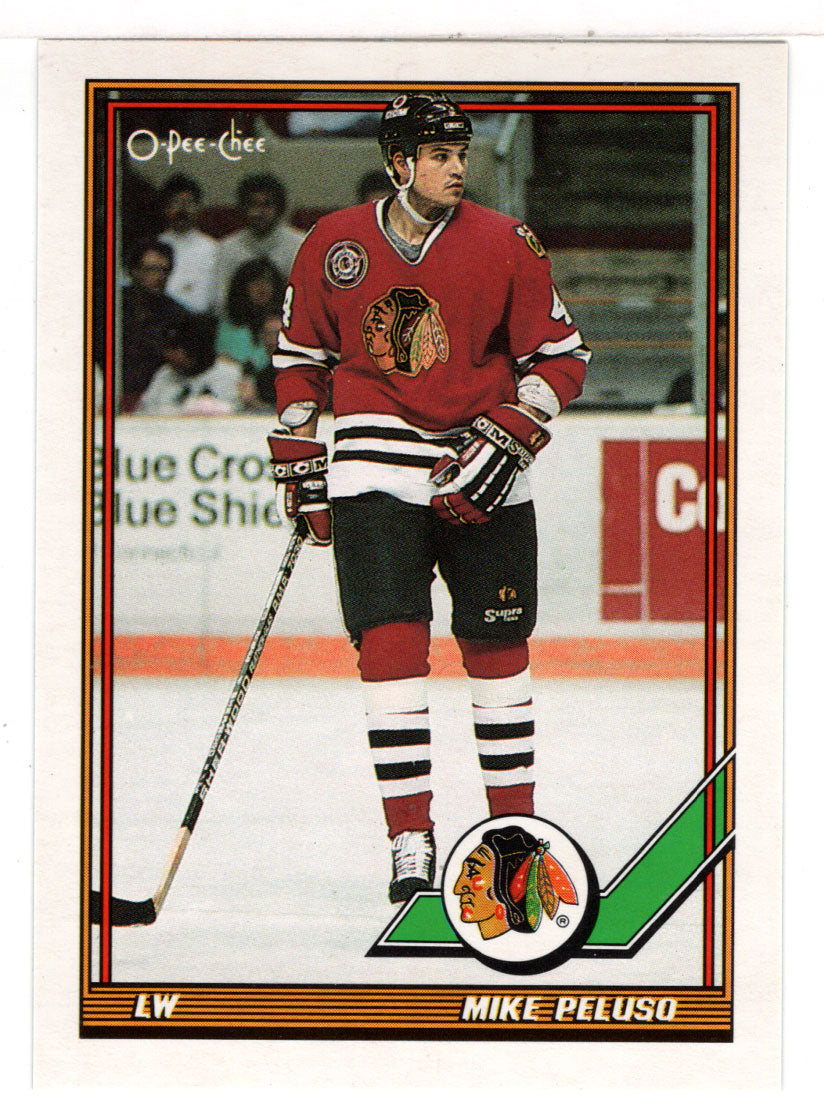 Mike Peluso - Chicago Blackhawks (NHL Hockey Card) 1991-92 O-Pee-Chee # 293 Mint