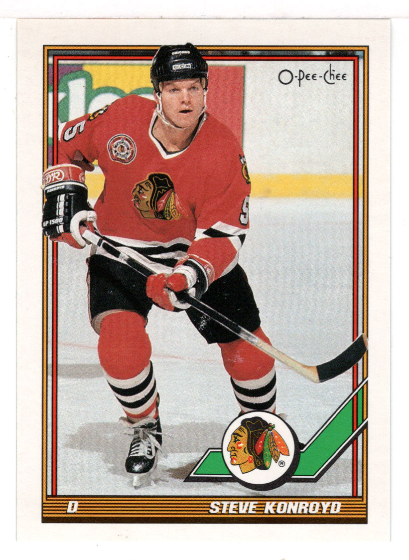 Steve Konroyd - Chicago Blackhawks (NHL Hockey Card) 1991-92 O-Pee-Chee # 366 Mint