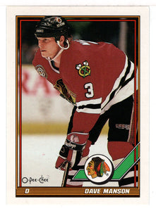 Dave Manson - Chicago Blackhawks (NHL Hockey Card) 1991-92 O-Pee-Chee # 409 Mint