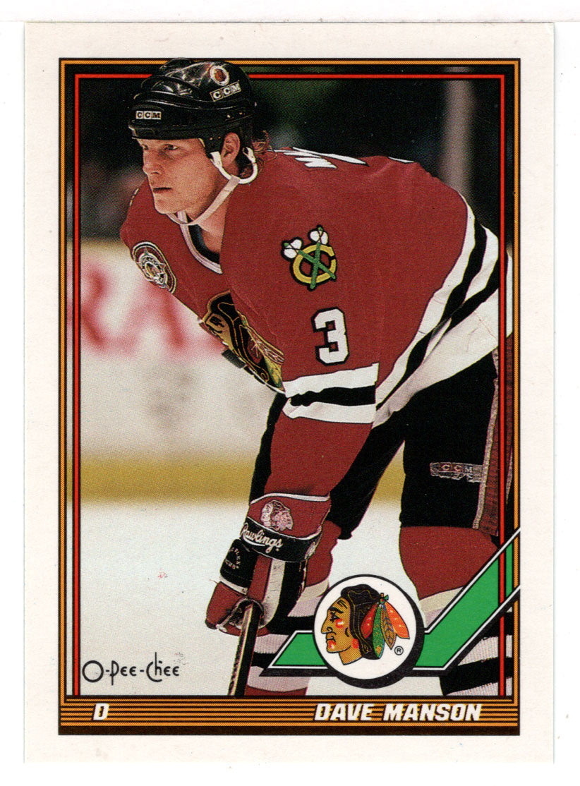 Dave Manson - Chicago Blackhawks (NHL Hockey Card) 1991-92 O-Pee-Chee # 409 Mint