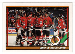 Chicago Blackhawks Team Card (NHL Hockey Card) 1991-92 O-Pee-Chee # 430 Mint