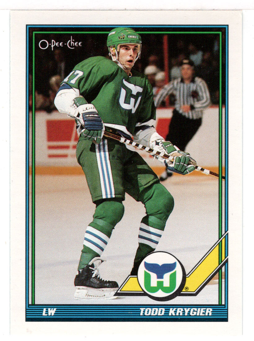Todd Krygier - Hartford Whalers (NHL Hockey Card) 1991-92 O-Pee-Chee # 449 Mint