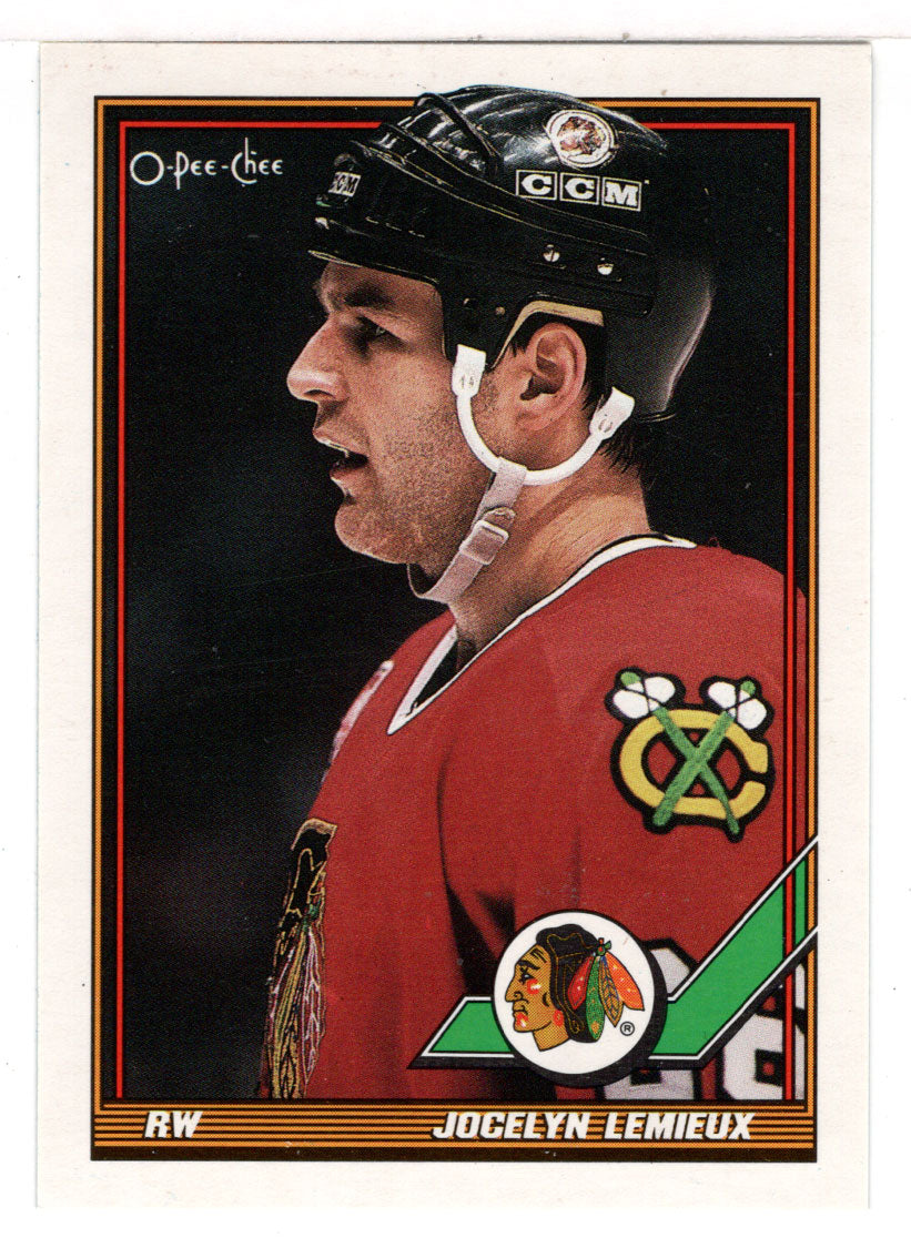 Jocelyn Lemieux - Chicago Blackhawks (NHL Hockey Card) 1991-92 O-Pee-Chee # 453 Mint
