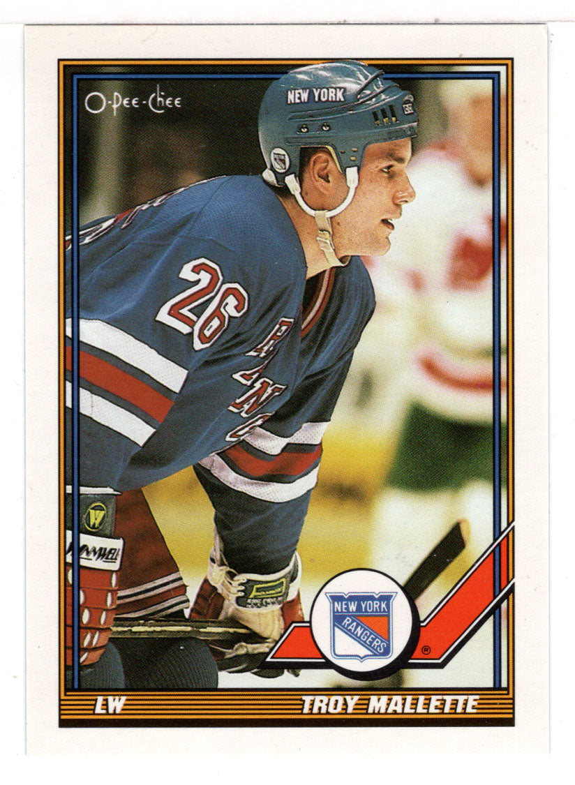 Troy Mallette - New York Rangers (NHL Hockey Card) 1991-92 O-Pee-Chee # 474 Mint
