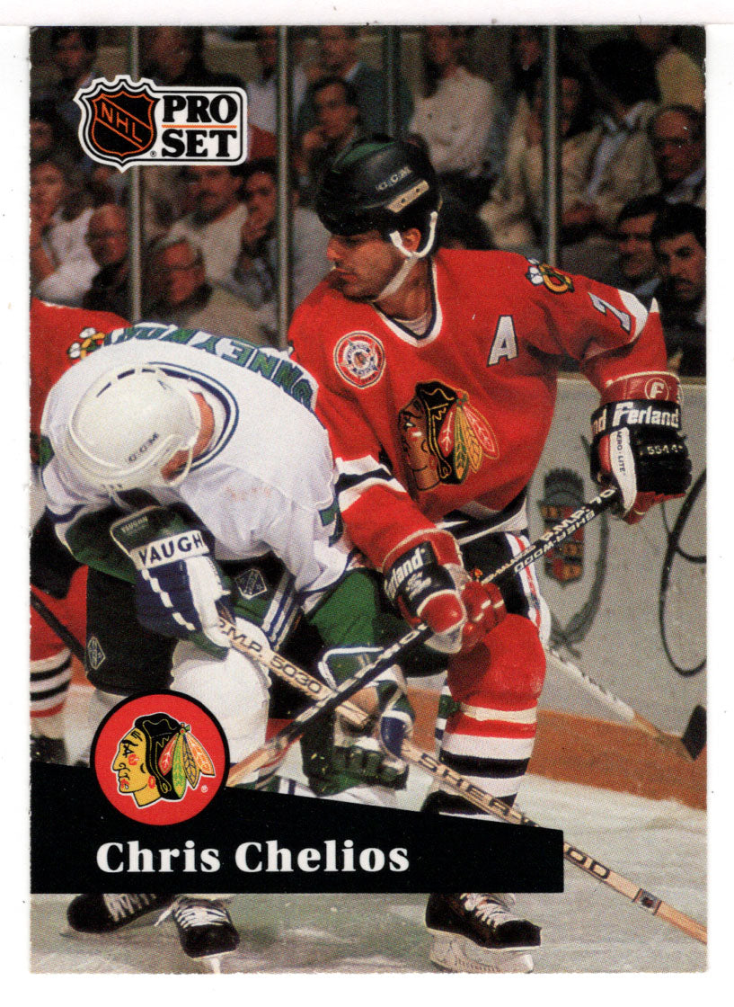 Chris Chelios - Chicago Blackhawks (NHL Hockey Card) 1991-92 Pro Set # 48 Mint