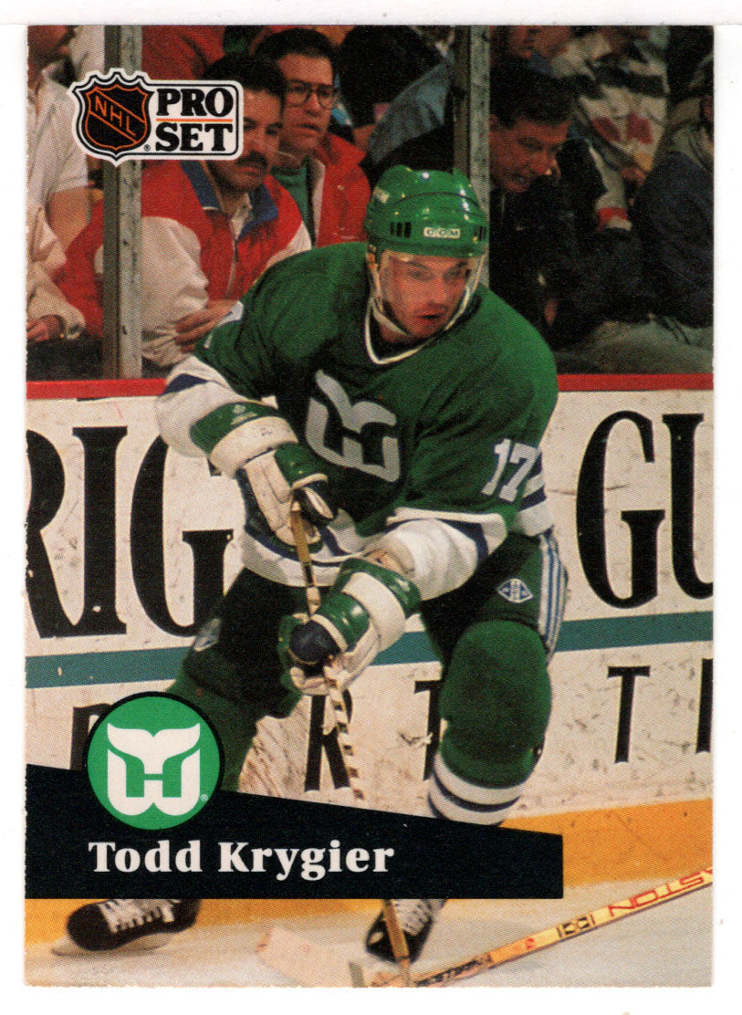 Todd Krygier - Hartford Whalers (NHL Hockey Card) 1991-92 Pro Set # 83 Mint